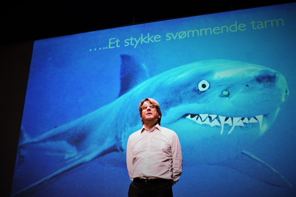 Hjerneforsker Peter Lund Madsen talte om hjernen som med- og modspiller, når man vil ændre sine vaner fra usunde til sunde under Syddansk Diabetesdag i Kolding. Foto: Vibeke Toft-Nielsen